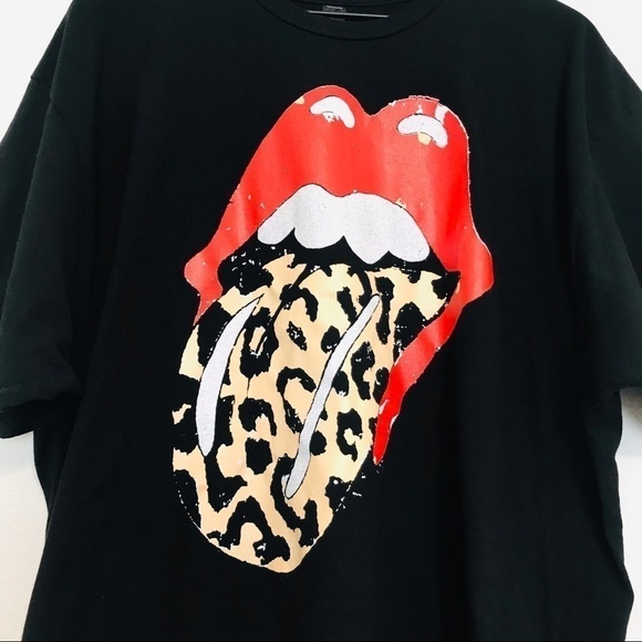 Tultex Red Lips Leopard Tongue Band Graphic T-Shirt Unisex XXL Top - Picture 7 of 10